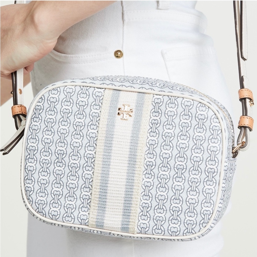 tory burch gemini link canvas mini bag white
